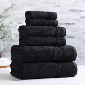 6-Piece Egyptian Cotton Plush Towel Set - Heritage (Color: Black)