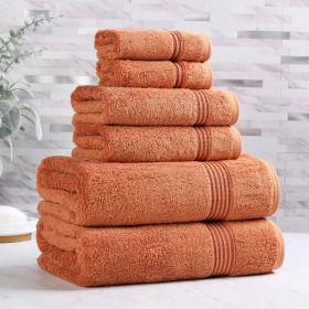 6-Piece Egyptian Cotton Plush Towel Set - Heritage (Color: Caramel Brown)