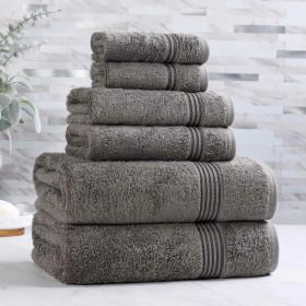6-Piece Egyptian Cotton Plush Towel Set - Heritage (Color: Charcoal)