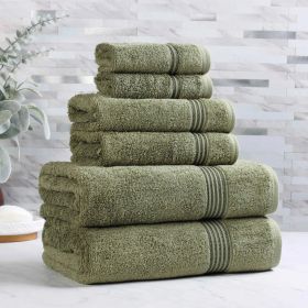 6-Piece Egyptian Cotton Plush Towel Set - Heritage (Color: Forest Green)
