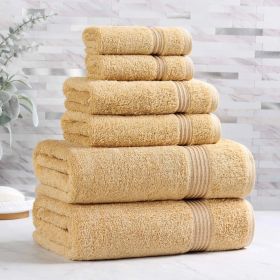 6-Piece Egyptian Cotton Plush Towel Set - Heritage (Color: Gold)