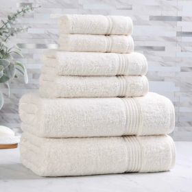 6-Piece Egyptian Cotton Plush Towel Set - Heritage (Color: Ivory)