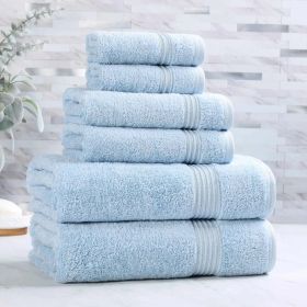 6-Piece Egyptian Cotton Plush Towel Set - Heritage (Color: Light Blue)