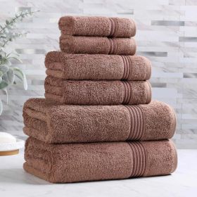 6-Piece Egyptian Cotton Plush Towel Set - Heritage (Color: Mocha)