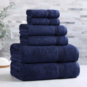 6-Piece Egyptian Cotton Plush Towel Set - Heritage (Color: Navy Blue)