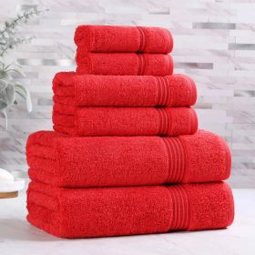 6-Piece Egyptian Cotton Plush Towel Set - Heritage (Color: Red)