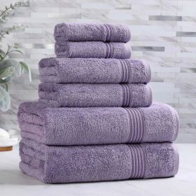 6-Piece Egyptian Cotton Plush Towel Set - Heritage (Color: Royal Purple)
