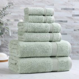 6-Piece Egyptian Cotton Plush Towel Set - Heritage (Color: Sage)