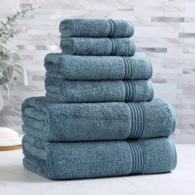 6-Piece Egyptian Cotton Plush Towel Set - Heritage (Color: Sapphire)