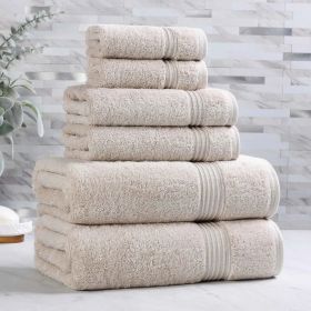 6-Piece Egyptian Cotton Plush Towel Set - Heritage (Color: Stone)