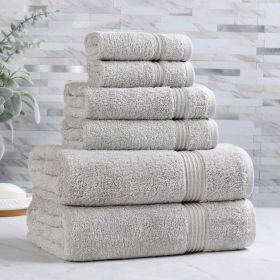 6-Piece Egyptian Cotton Plush Towel Set - Heritage (Color: Silver)