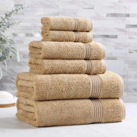 6-Piece Egyptian Cotton Plush Towel Set - Heritage (Color: Toast)