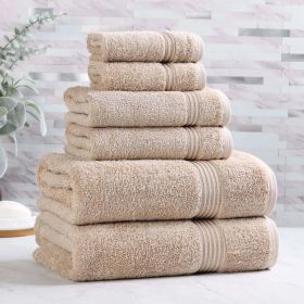6-Piece Egyptian Cotton Plush Towel Set - Heritage (Color: Taupe)