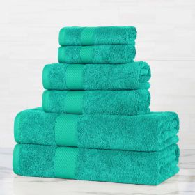 Egyptian Cotton Kendell Plush Towel Set 6 Piece (Color: Sea Green)