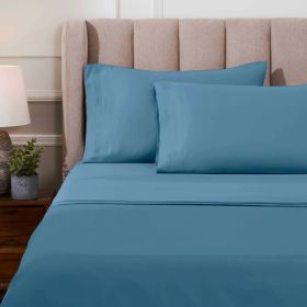 1000 Thread Count Egyptian Cotton Sateen Sheet Set (Color: Medium Blue, size: Olympic Queen)