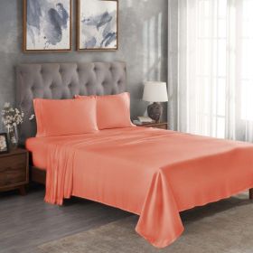 300 Thread Count Modal Sheets Set – Made from Beechwood, Solid Deep Pocket (Color: Coral, size: Twin XL)