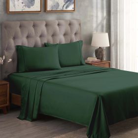 300 Thread Count Egyptian Cotton Sateen Bed Sheet Set (Color: Hunter Green, size: Queen)