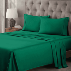 400 Thread Count Egyptian Cotton Sateen Bed Sheet Set (Color: Green, size: California King)