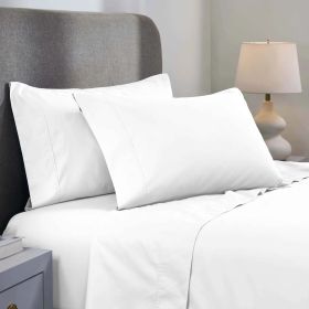 1000 Thread Count Cotton Blend Sheets - Solid Deep Pocket (Color: White, size: Full)