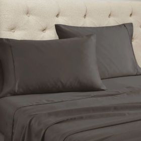 1500 Thread Count Cotton Blend Solid Deep Pocket Sheet (Color: Charcoal, size: California King)