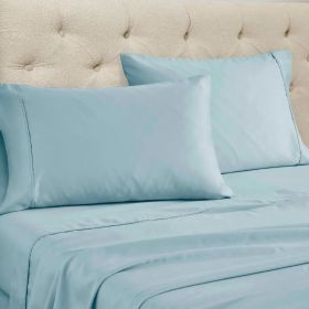 1500 Thread Count Cotton Blend Solid Deep Pocket Sheet (Color: Light Blue, size: California King)
