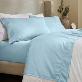 600 Thread Count Cotton Blend Bed Sheet Set - Imperia Embroidered Hem (Color: Blue, size: California King)