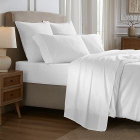 Carmen 100% Cotton Relaxed Wash Deep Pocket Bed Sheet Set (Color: White, size: California King)
