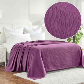 100% Cotton Thermal Blanket – Diamond Weave All-Season, Lightweight & Breathable (Color: Purple, size: California King)