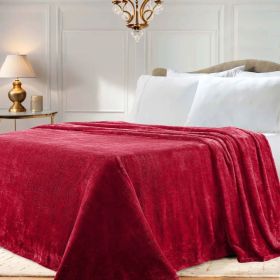 Fleece Plush Medium Weight Fluffy Soft Solid Decorative Blanket (Color: Red, size: Throw XL)
