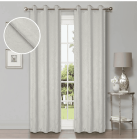 Blackout Window Curtains Waverly Geometric Room Darkening Washable Set of 2 (Color: Ivory, size: 52" x 108")