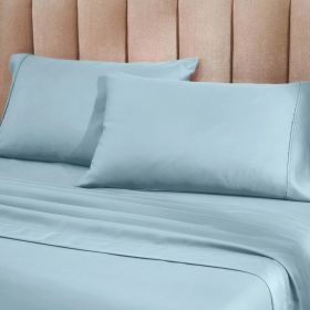 1200 Thread Count Cotton Rich Bed Sheet Set Solid Deep Pocket (Color: Light Blue, size: Split King)