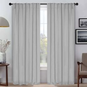 Blackout Window Curtains Solid Room Darkening Back Tab Set of 2 (Color: Marshmallow, size: 52" x 96")