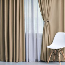 Solid Machine Washable Room Darkening Blackout Curtains, Set of 2 (Color: Smoked Ash, size: 52" x 96")