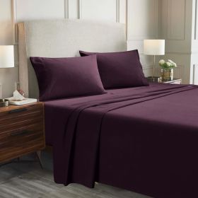 100% Cotton Flannel Sheets Set -  Solid Deep Pocket Bed Sheet Set (Color: Purple, size: Queen)