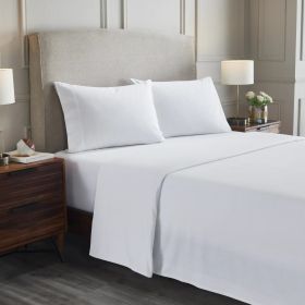 100% Cotton Flannel Sheets Set -  Solid Deep Pocket Bed Sheet Set (Color: White, size: King)