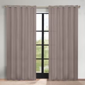 Classic Modern Solid Room Darkening Blackout Curtain Panels, Set of 2 (Color: Taupe, size: 52" X 84")