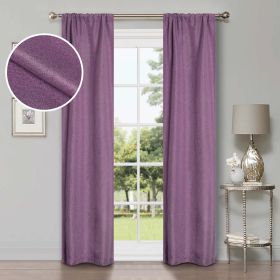 Room Darkening Blackout Curtains Linen Pattern Washable Set of 2 (Color: Wisteria, size: 52" x 63")