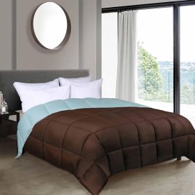 Brushed Microfiber Down Alternative Comforter Reversible (Color: Choco-Sky Blue, size: California King)