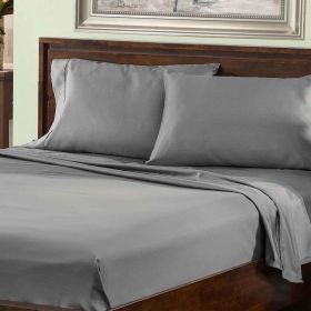 800 Thread Count Cotton Blend Bed Sheet Set Solid Deep Pocket (Color: Light Grey, size: Twin XL)