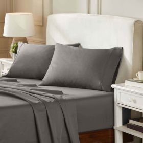 850 Thread Count Egyptian Cotton Sateen Bed Sheet Set (Color: Grey, size: Twin XL)