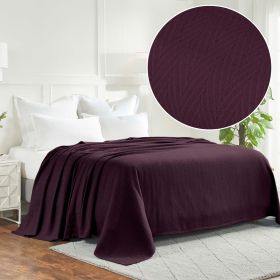 Lightweight Cotton Blanket – Metro Chevron, All-Season Bedding (Color: Plum, size: Throw)