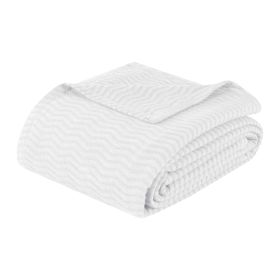 Jena Cotton Textured Chevron Lightweight Woven Blanket (Color: White, size: Throw)