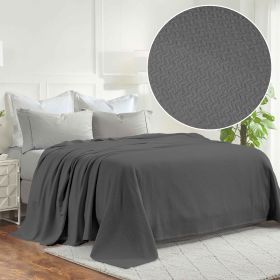 Nobel Cotton Textured Jacquard Chevron Lightweight Woven Blanket (Color: Charcoal, size: Throw)