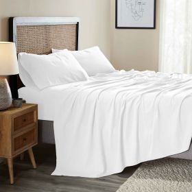 Orion Cotton Linen Garment Washed Deep Pocket Sheet Set (Color: White, size: Twin XL)