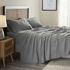 Orion Cotton Linen Garment Washed Deep Pocket Sheet Set (Color: Charcoal, size: California King)