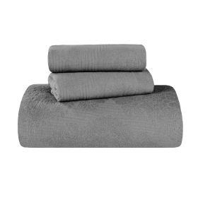 Victory Cotton Matelasse Scrolling Medallion Airy Bedspread Set (Color: Grey, size: King)
