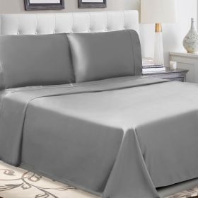 300 Thread Count 100% Cotton Sheet Set Percale Solid Deep Pocket (Color: Smoked Pearl, size: Split King)