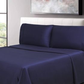 300 Thread Count 100% Cotton Sheet Set Percale Solid Deep Pocket (Color: Crown Blue, size: Queen)