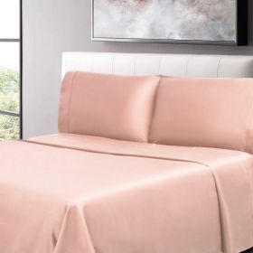 300 Thread Count 100% Cotton Sheet Set Percale Solid Deep Pocket (Color: Blush, size: Queen)