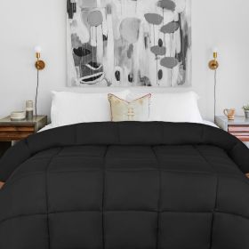 Brushed Microfiber Down Alternative Comforter Medium Weight Solid (Color: Black, size: Full)